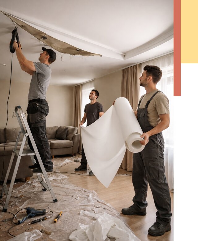 Замена полотна натяжного потолка в Славгороде от 9881 руб. быстро и недорого | ОТДЕЛОЧНИК-Слд