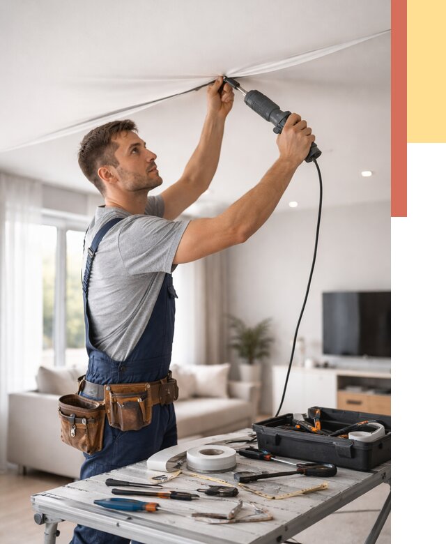 Ремонт натяжных потолков в Славгороде от 9881 руб. под ключ — ОТДЕЛОЧНИК-Слд