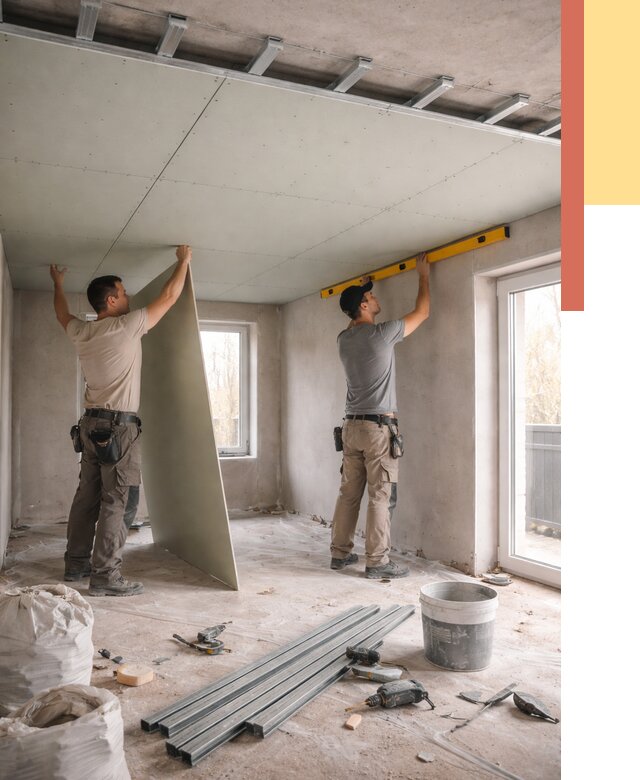 Одноуровневый потолок из гипсокартона в Славгороде от 780 руб. — монтаж под ключ | ОТДЕЛОЧНИК-Слд