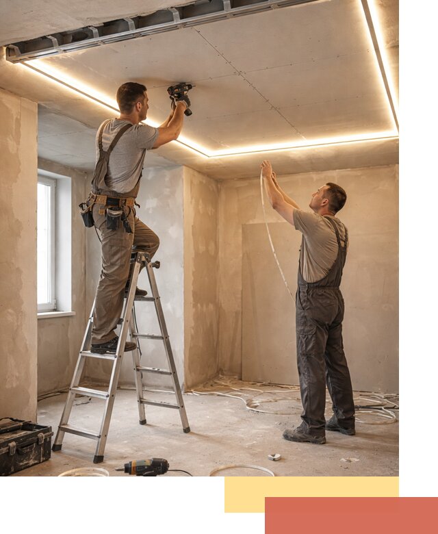 Потолок из гипсокартона с подсветкой в Славгороде