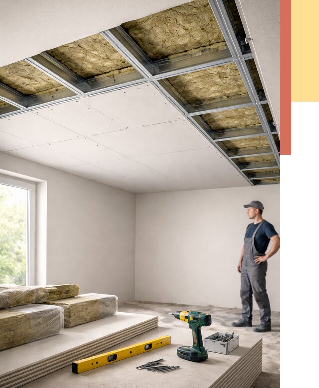 Звукоизоляция потолка ГКЛ в Славгороде от 988 руб. — монтаж под ключ | ОТДЕЛОЧНИК-Слд