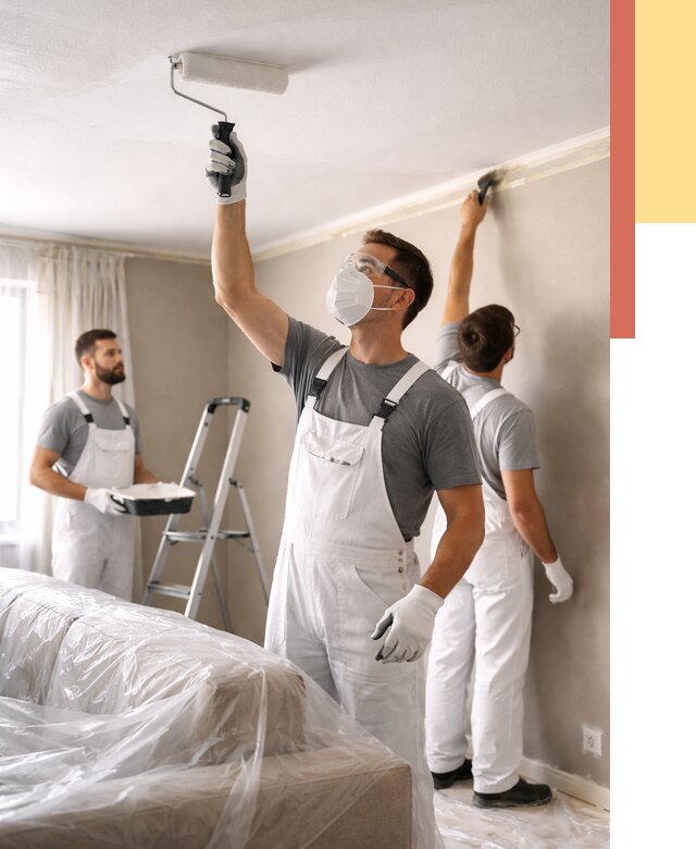 Покраска потолка водоэмельсионной краской в Славгороде от 2288 руб/м² — услуги под ключ | ОТДЕЛОЧНИК-Слд