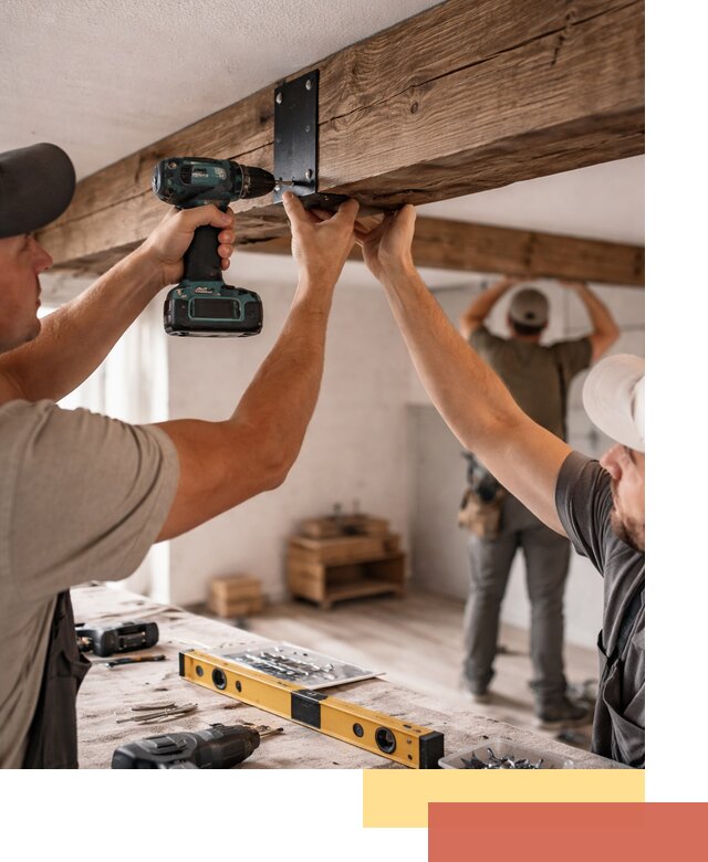 Монтаж декоративных потолочных балок в Славгороде